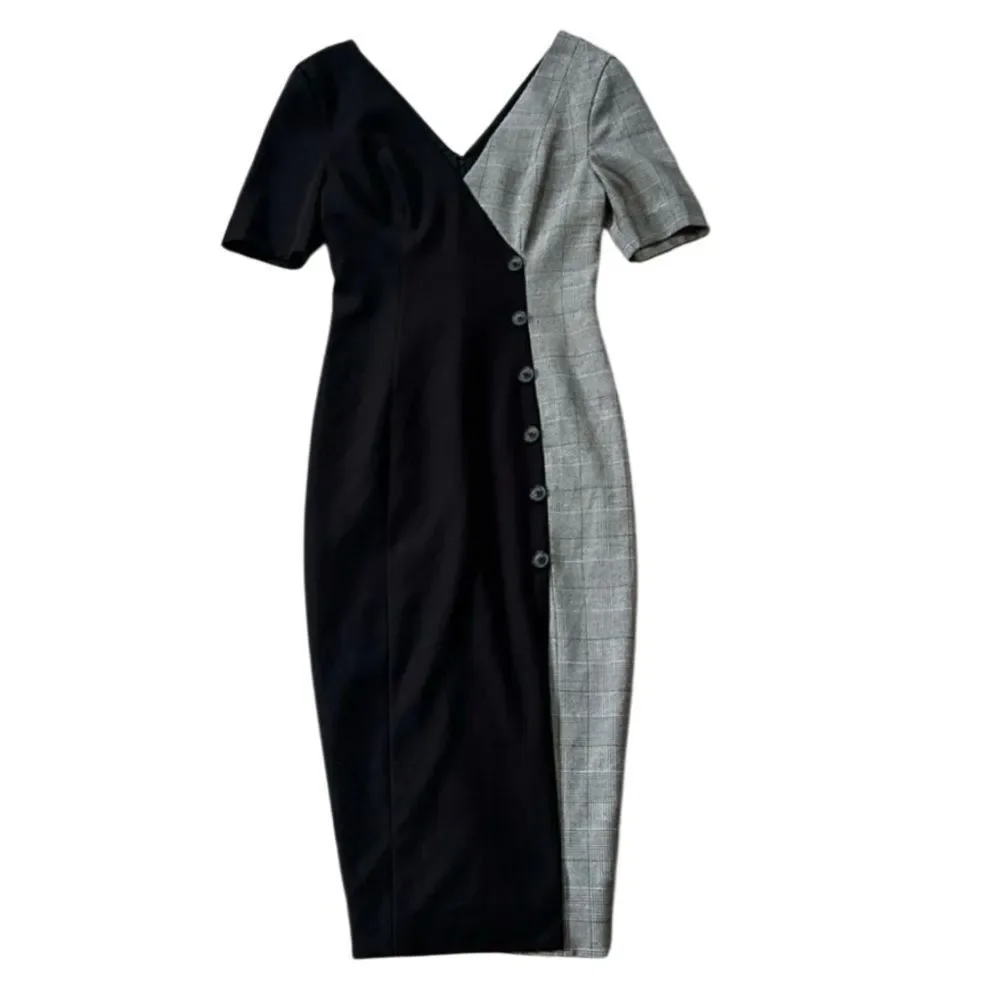 REVOLVE Fame And Partners Women's Everly Houndstooth Sheath Midi Dress - Size 4 - Picture 5 of 8